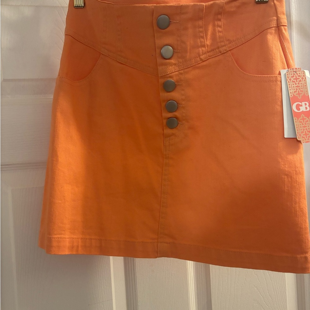 Gianni Bini Orange A-Line Mini Skirt